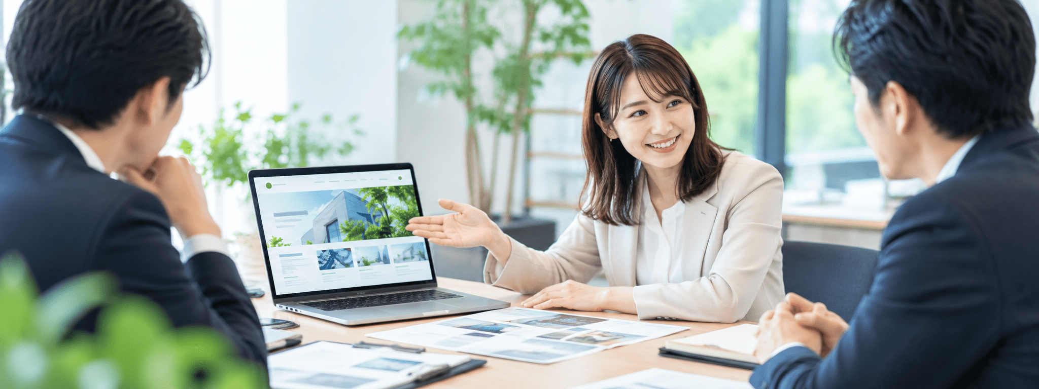 Webサイトについて打ち合わせを行うイメージ